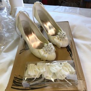 Wedding shoes and garter